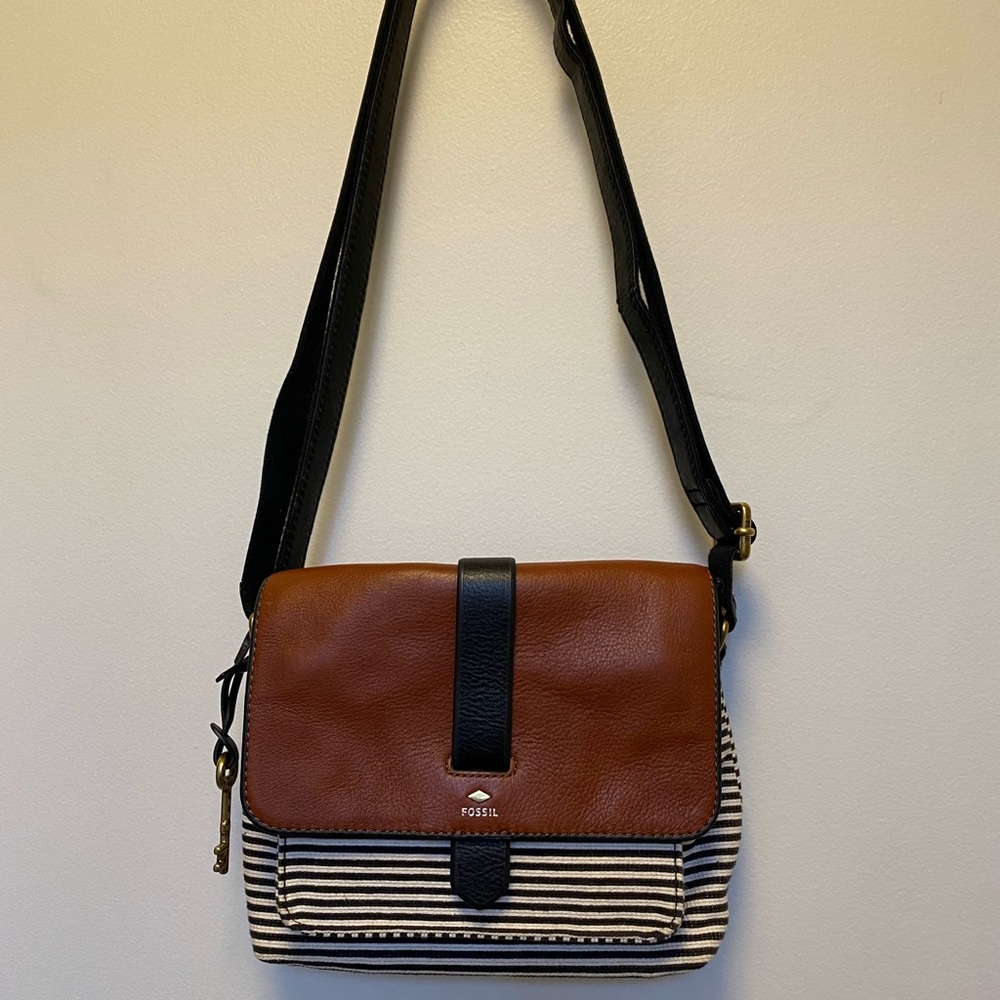 Fossil Brown and Black Crossbody Bag